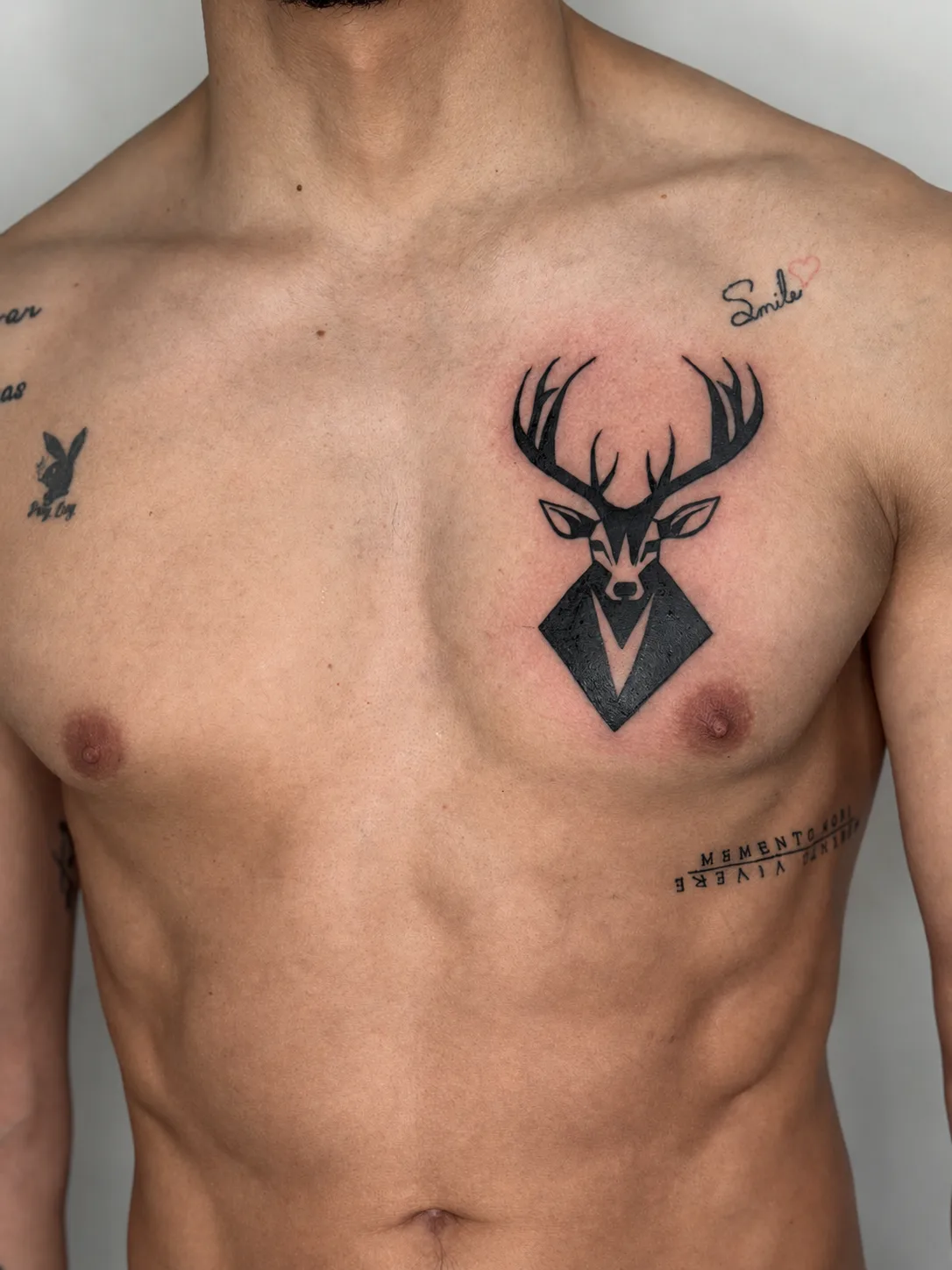 Tatuaje después de las mejoras ciervo geométrico